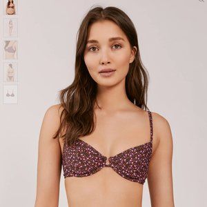 NWT Something Navy Dahlia Floral Bikini Top Large